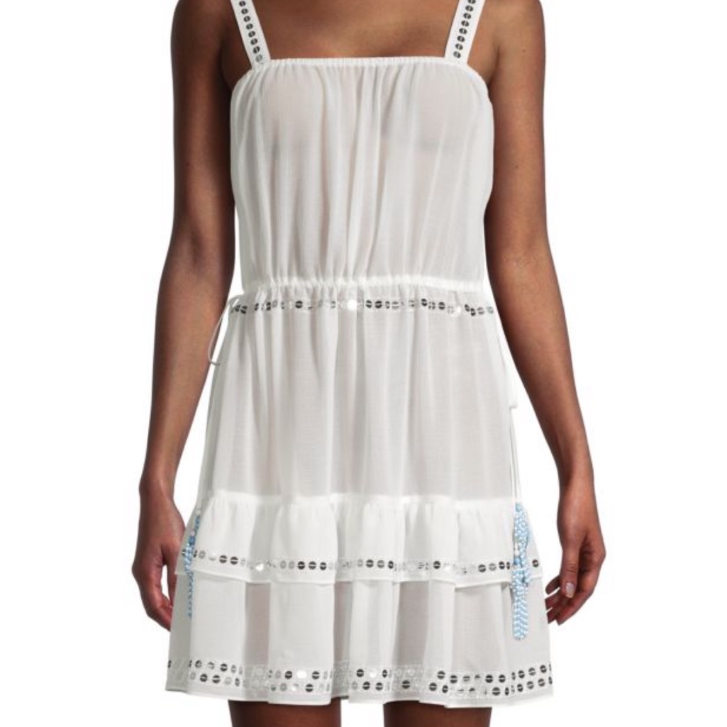 Ramy Brook Neena Sequin Ruffle Beach Cover Up Dress S